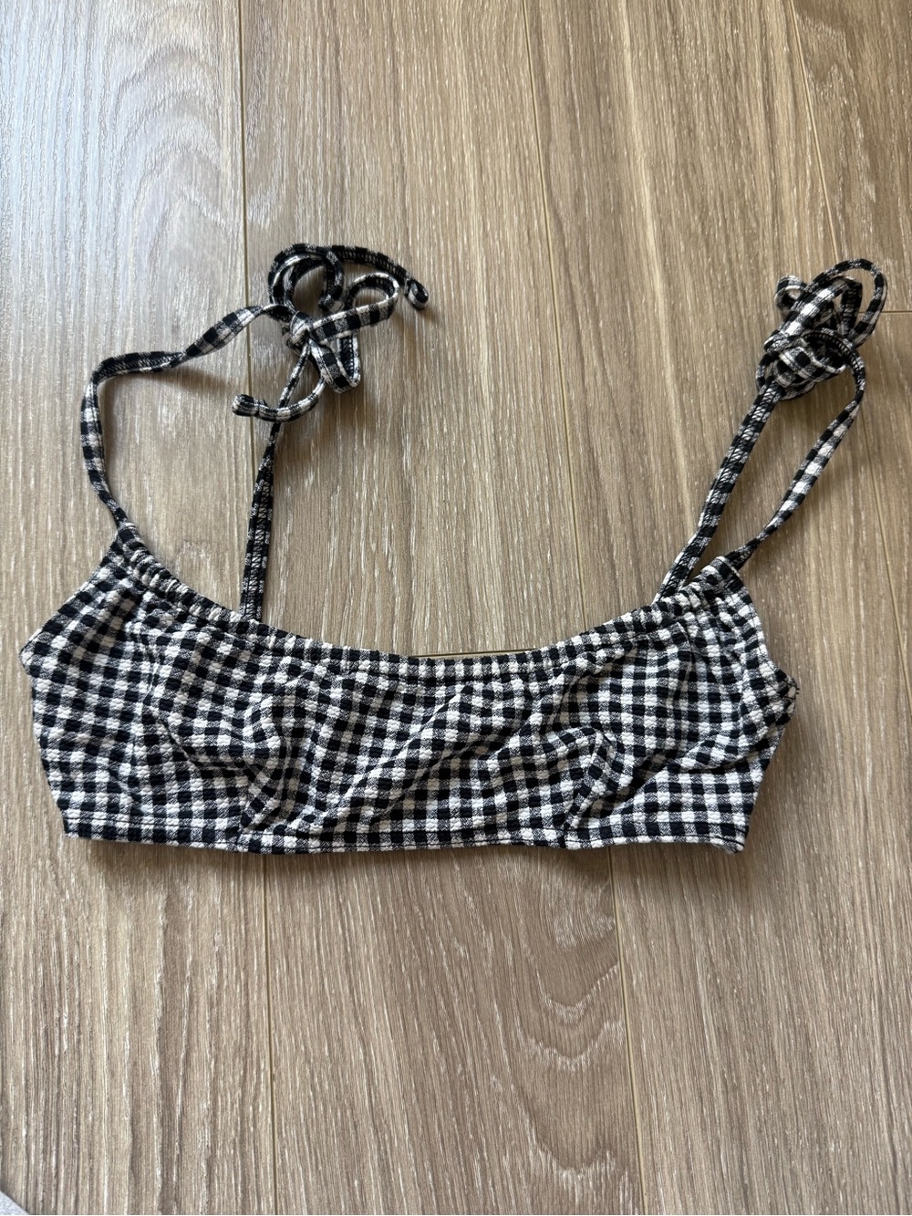 ASOS Gingham Tie-Strap Bikini Top